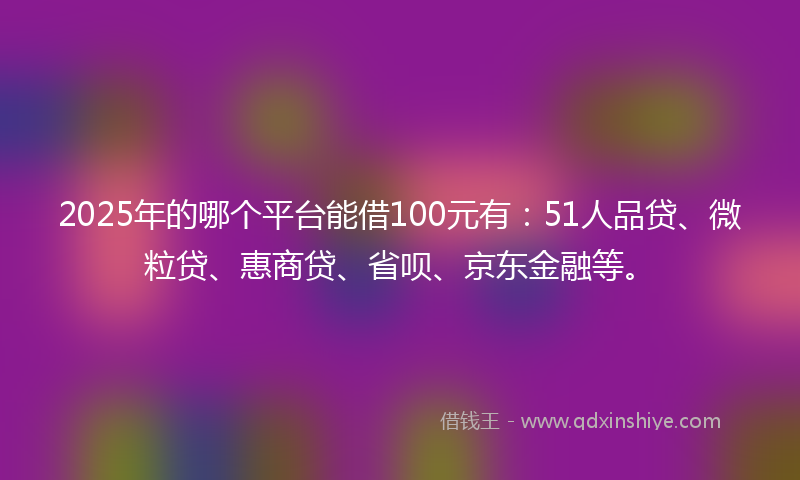 2025年的哪个平台能借100元有：51人品贷、微粒贷、惠商贷、省呗、京东金融等。