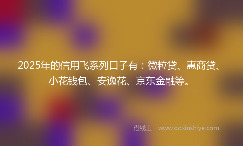 2025年的信用飞系列口子有：微粒贷、惠商贷、小花钱包、安逸花、京东金融等。