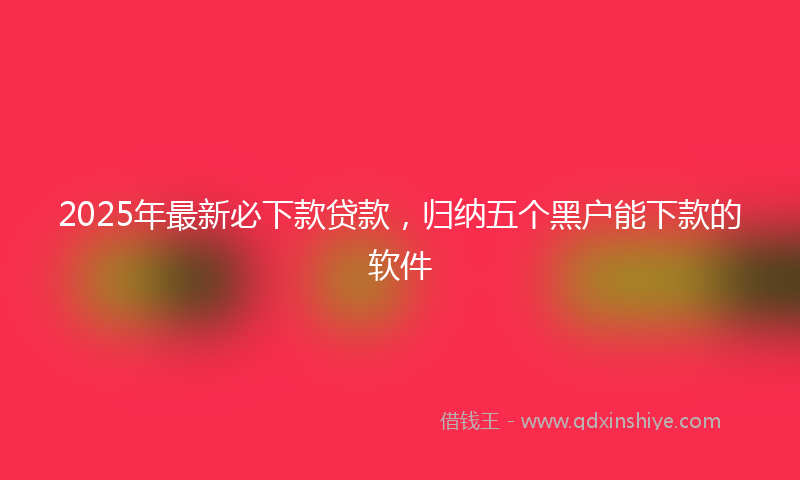 2025年最新必下款贷款，归纳五个黑户能下款的软件