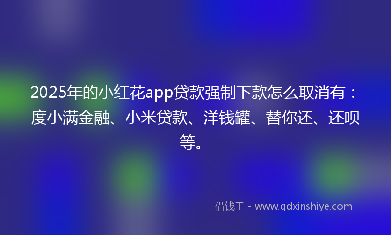 2025年的小红花app贷款强制下款怎么取消有：度小满金融、小米贷款、洋钱罐、替你还、还呗等。