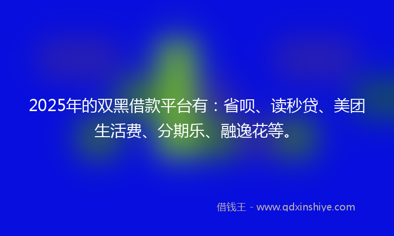 2025年的双黑借款平台有：省呗、读秒贷、美团生活费、分期乐、融逸花等。