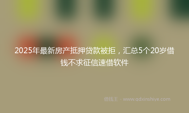 2025年最新房产抵押贷款被拒，汇总5个20岁借钱不求征信速借软件