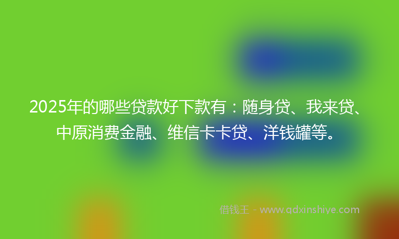 2025年的哪些贷款好下款有：随身贷、我来贷、中原消费金融、维信卡卡贷、洋钱罐等。