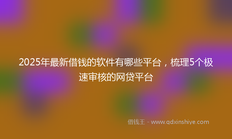 2025年最新借钱的软件有哪些平台，梳理5个极速审核的网贷平台