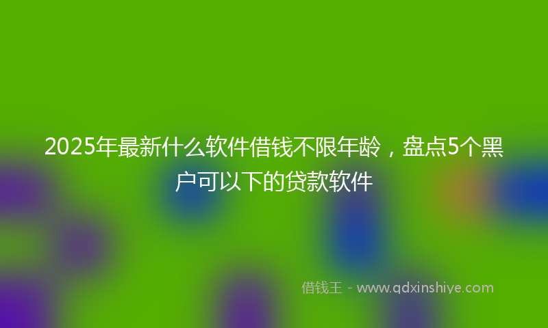 2025年最新什么软件借钱不限年龄，盘点5个黑户可以下的贷款软件