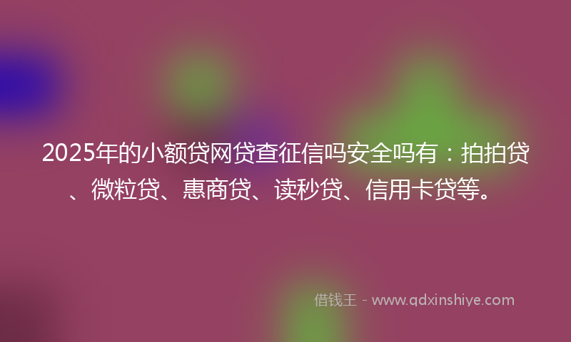 2025年的小额贷网贷查征信吗安全吗有：拍拍贷、微粒贷、惠商贷、读秒贷、信用卡贷等。