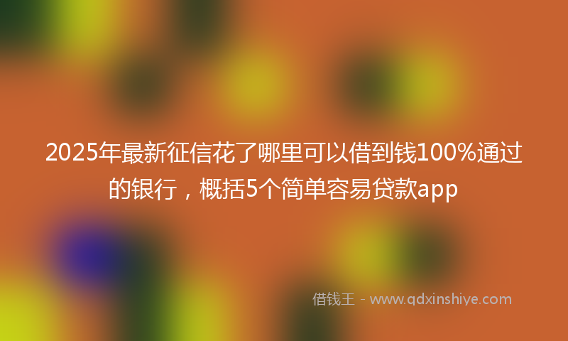 2025年最新征信花了哪里可以借到钱100%通过的银行，概括5个简单容易贷款app
