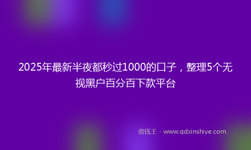 2025年最新半夜都秒过1000的口子，整理5个无视黑户百分百下款平台