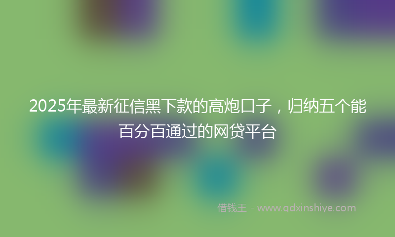 2025年最新征信黑下款的高炮口子，归纳五个能百分百通过的网贷平台