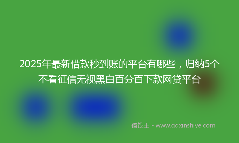 2025年最新借款秒到账的平台有哪些，归纳5个不看征信无视黑白百分百下款网贷平台