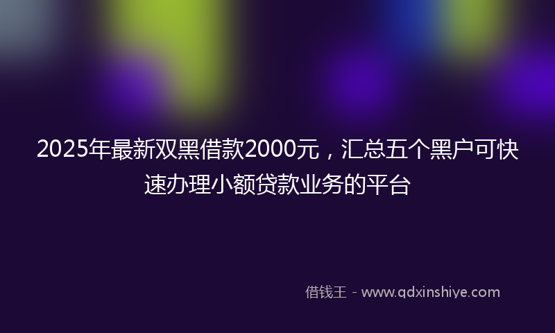 2025年最新双黑借款2000元，汇总五个黑户可快速办理小额贷款业务的平台