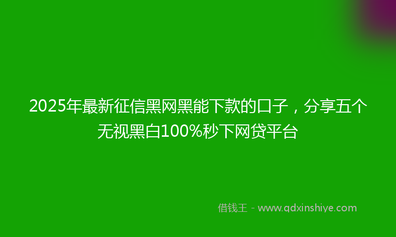 2025年最新征信黑网黑能下款的口子，分享五个无视黑白100%秒下网贷平台