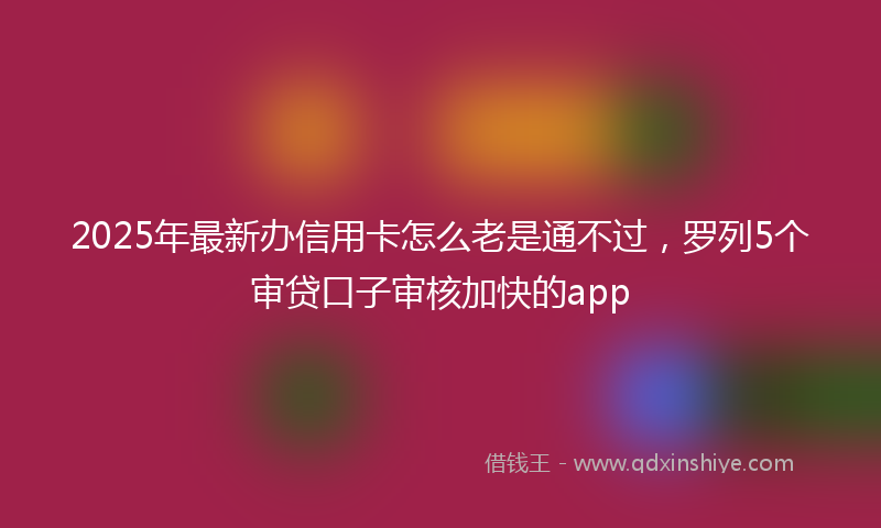 2025年最新办信用卡怎么老是通不过，罗列5个审贷口子审核加快的app