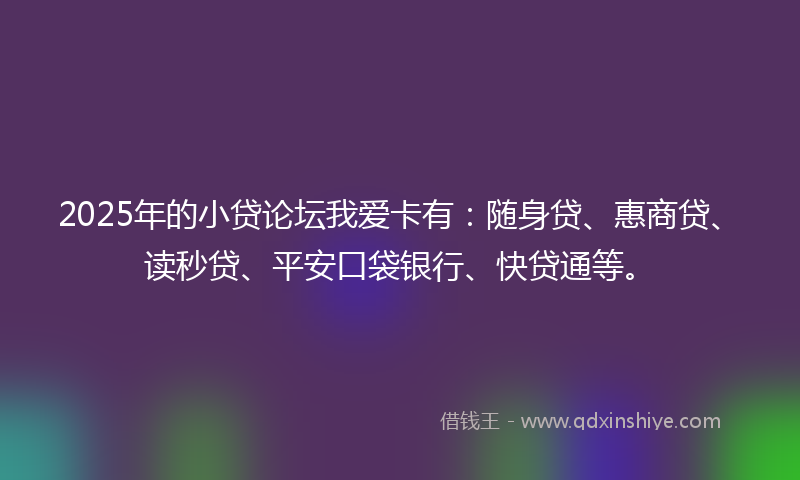2025年的小贷论坛我爱卡有：随身贷、惠商贷、读秒贷、平安口袋银行、快贷通等。