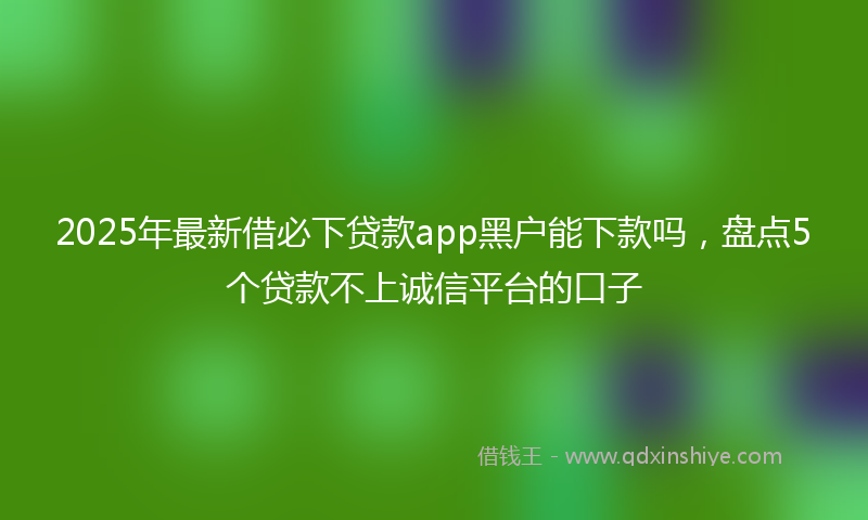 2025年最新借必下贷款app黑户能下款吗，盘点5个贷款不上诚信平台的口子