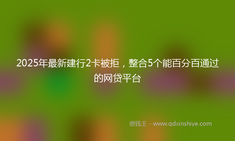 2025年最新建行2卡被拒，整合5个能百分百通过的网贷平台