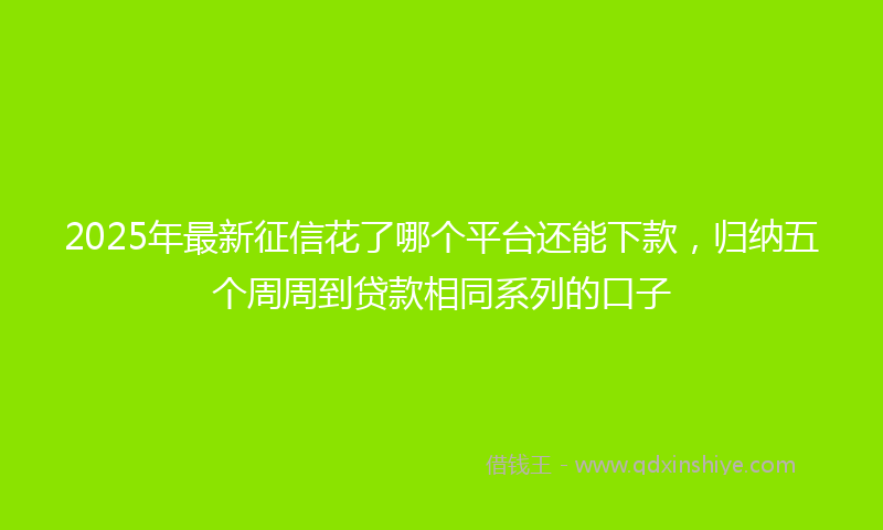 2025年最新征信花了哪个平台还能下款，归纳五个周周到贷款相同系列的口子