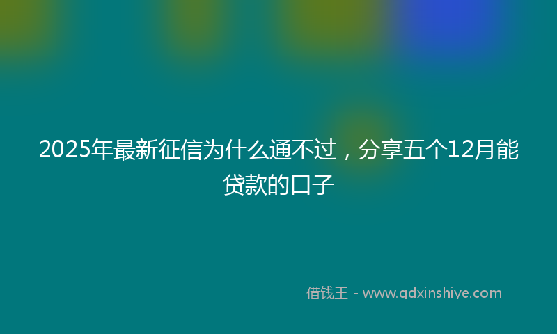2025年最新征信为什么通不过，分享五个12月能贷款的口子
