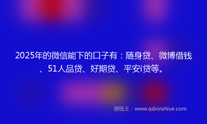 2025年的微信能下的口子有：随身贷、微博借钱、51人品贷、好期贷、平安i贷等。