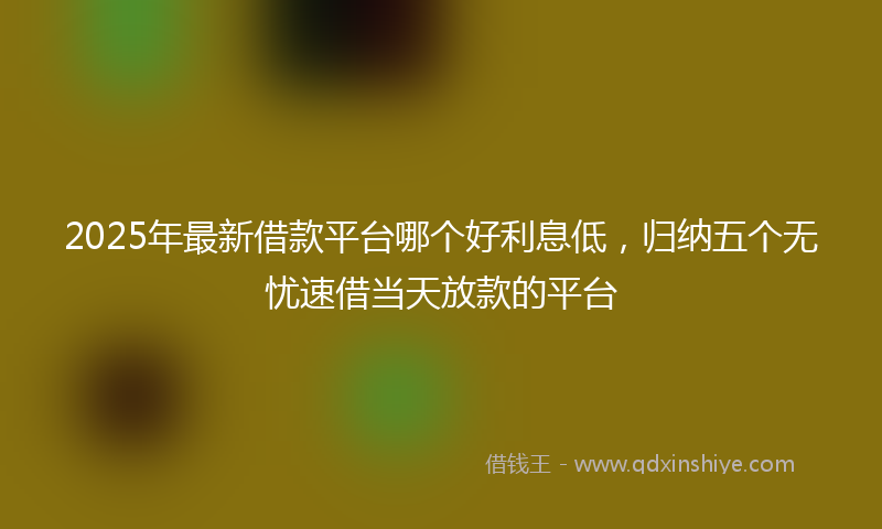 2025年最新借款平台哪个好利息低，归纳五个无忧速借当天放款的平台