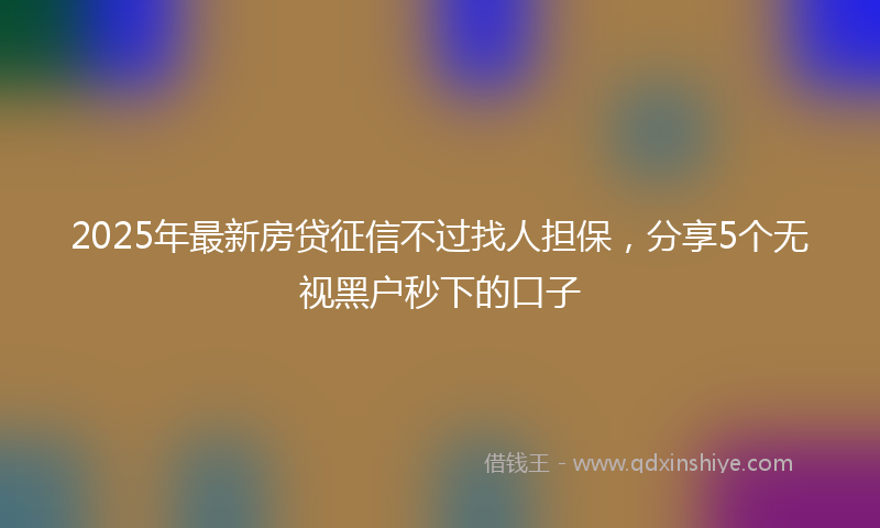 2025年最新房贷征信不过找人担保，分享5个无视黑户秒下的口子