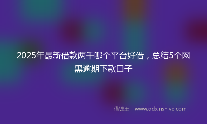 2025年最新借款两千哪个平台好借，总结5个网黑逾期下款口子