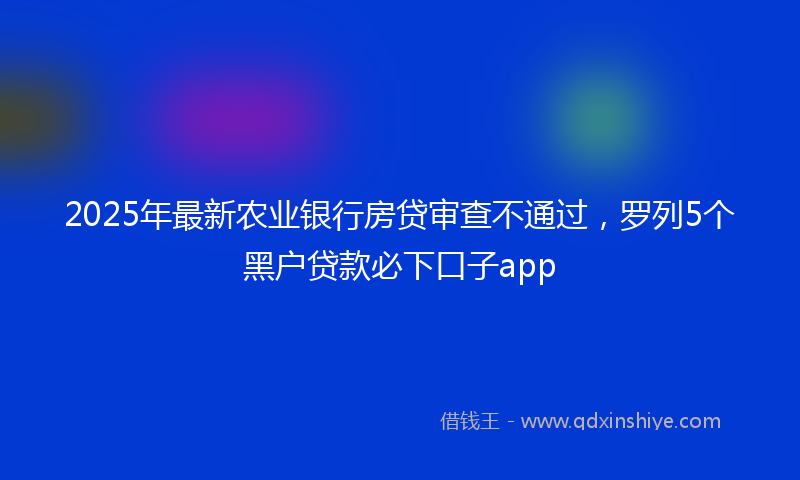 2025年最新农业银行房贷审查不通过，罗列5个黑户贷款必下口子app