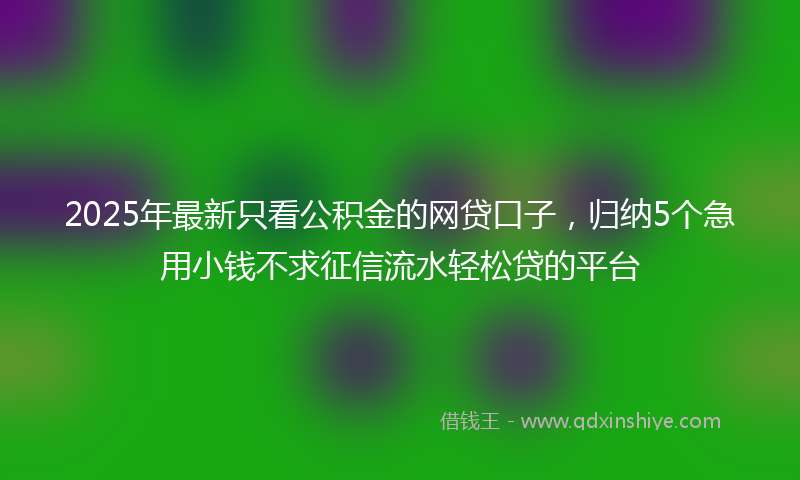 2025年最新只看公积金的网贷口子，归纳5个急用小钱不求征信流水轻松贷的平台