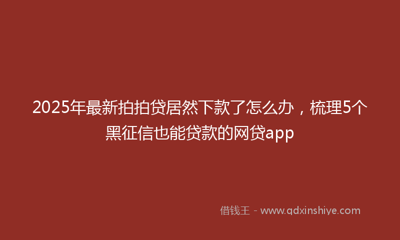 2025年最新拍拍贷居然下款了怎么办，梳理5个黑征信也能贷款的网贷app