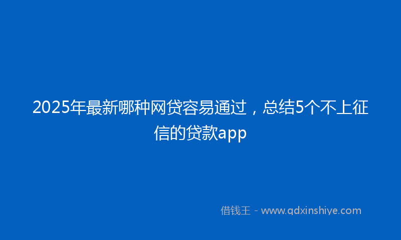 2025年最新哪种网贷容易通过，总结5个不上征信的贷款app