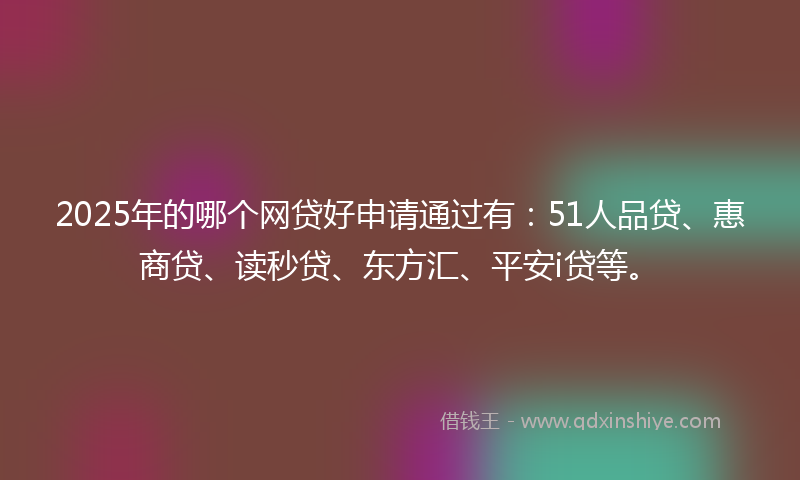 2025年的哪个网贷好申请通过有：51人品贷、惠商贷、读秒贷、东方汇、平安i贷等。