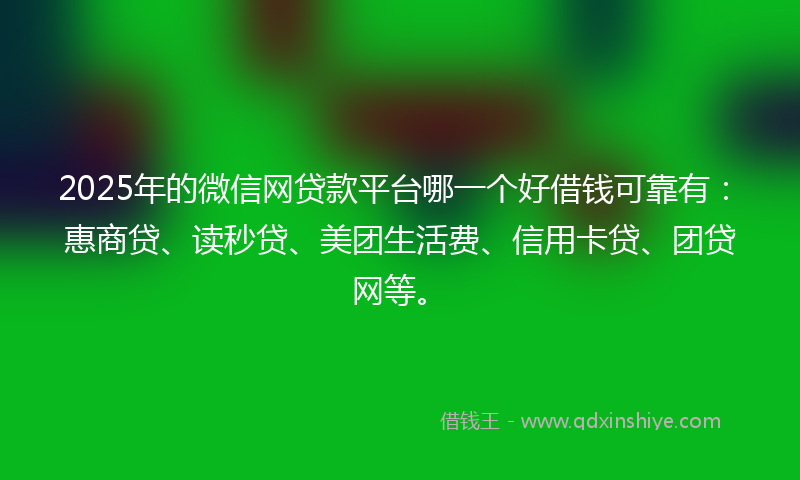 2025年的微信网贷款平台哪一个好借钱可靠有：惠商贷、读秒贷、美团生活费、信用卡贷、团贷网等。