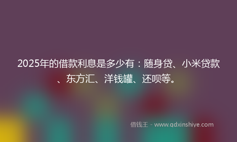 2025年的借款利息是多少有：随身贷、小米贷款、东方汇、洋钱罐、还呗等。