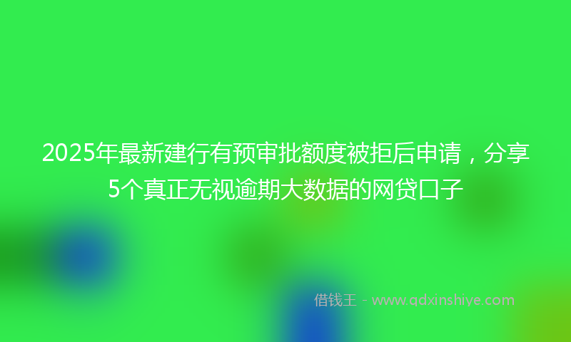 2025年最新建行有预审批额度被拒后申请，分享5个真正无视逾期大数据的网贷口子