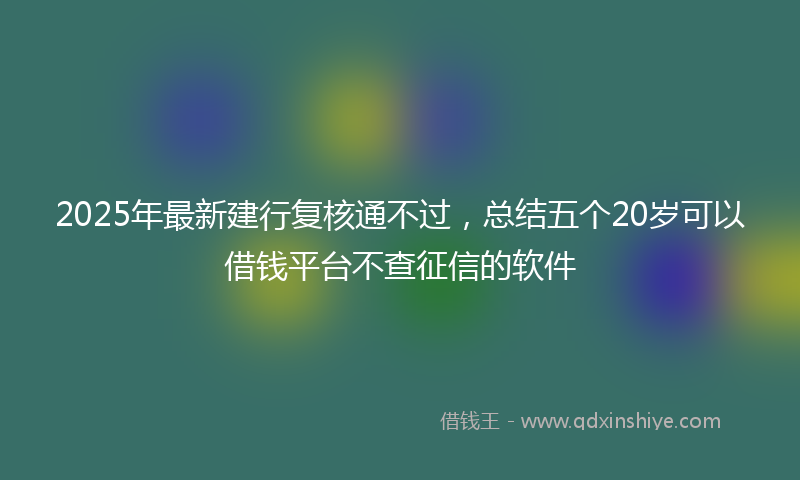 2025年最新建行复核通不过，总结五个20岁可以借钱平台不查征信的软件