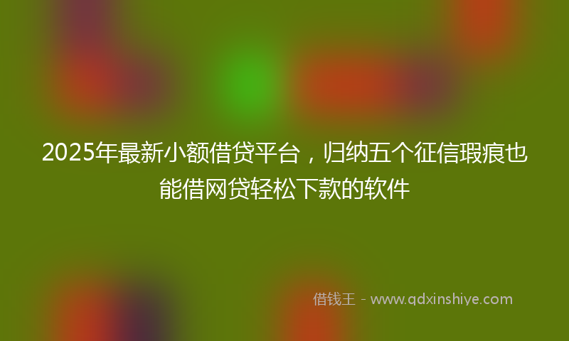 2025年最新小额借贷平台，归纳五个征信瑕疵也能借网贷轻松下款的软件