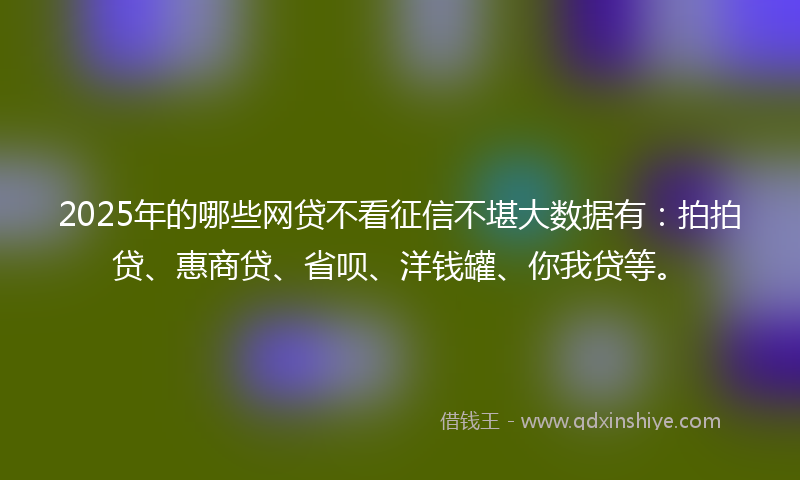 2025年的哪些网贷不看征信不堪大数据有：拍拍贷、惠商贷、省呗、洋钱罐、你我贷等。