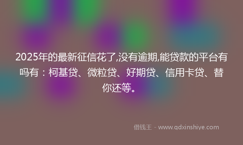 2025年的最新征信花了,没有逾期,能贷款的平台有吗有：柯基贷、微粒贷、好期贷、信用卡贷、替你还等。