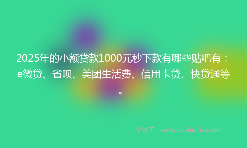 2025年的小额贷款1000元秒下款有哪些贴吧有：e微贷、省呗、美团生活费、信用卡贷、快贷通等。