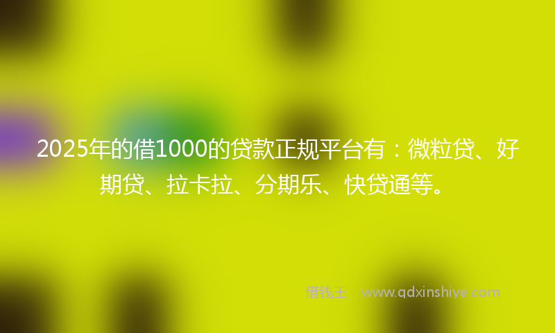 2025年的借1000的贷款正规平台有：微粒贷、好期贷、拉卡拉、分期乐、快贷通等。