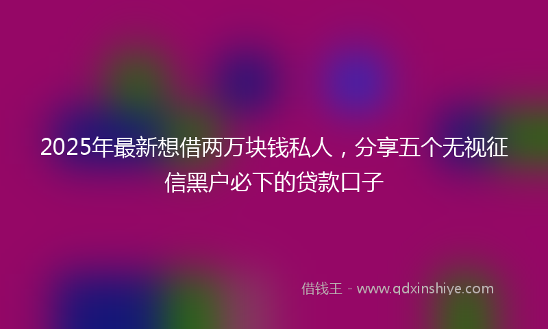 2025年最新想借两万块钱私人，分享五个无视征信黑户必下的贷款口子