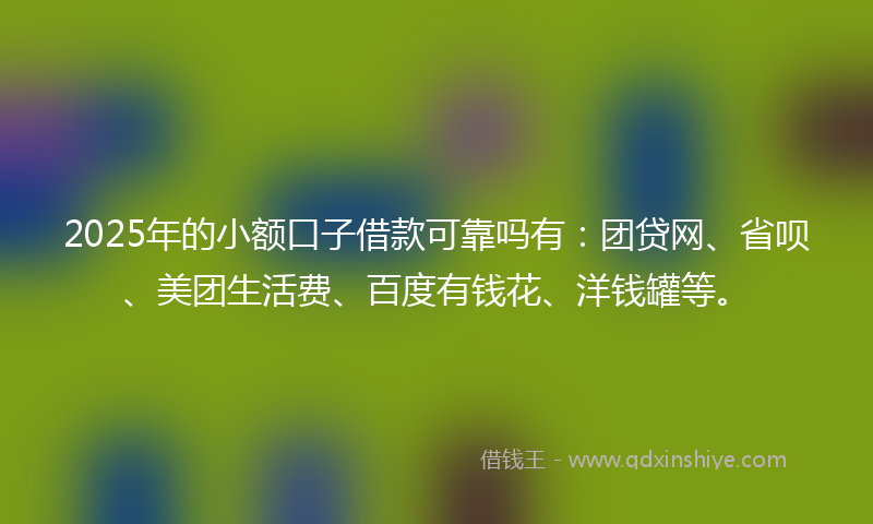 2025年的小额口子借款可靠吗有：团贷网、省呗、美团生活费、百度有钱花、洋钱罐等。