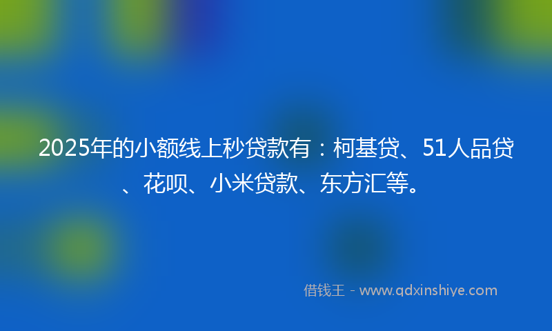 2025年的小额线上秒贷款有：柯基贷、51人品贷、花呗、小米贷款、东方汇等。