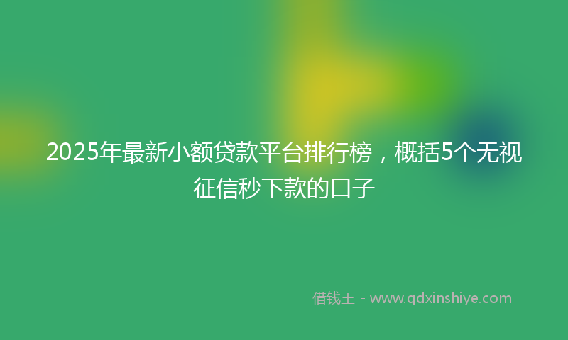 2025年最新小额贷款平台排行榜，概括5个无视征信秒下款的口子