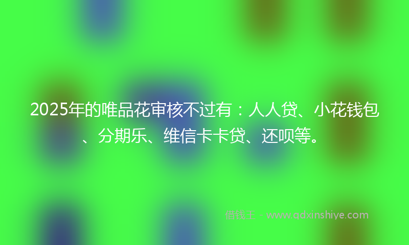 2025年的唯品花审核不过有：人人贷、小花钱包、分期乐、维信卡卡贷、还呗等。