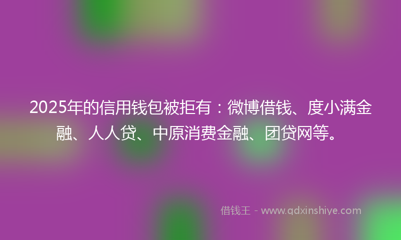 2025年的信用钱包被拒有：微博借钱、度小满金融、人人贷、中原消费金融、团贷网等。