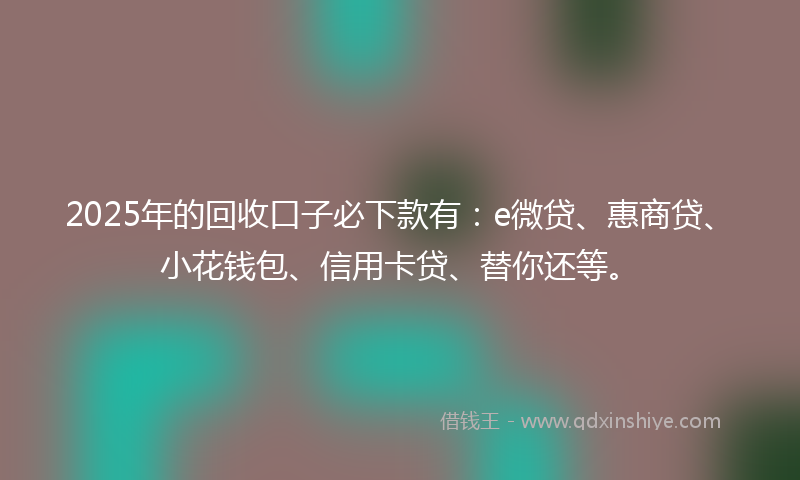 2025年的回收口子必下款有：e微贷、惠商贷、小花钱包、信用卡贷、替你还等。