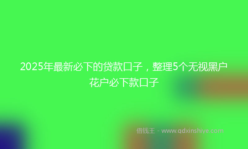2025年最新必下的贷款口子，整理5个无视黑户花户必下款口子