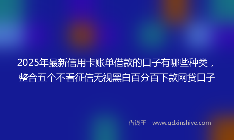 2025年最新信用卡账单借款的口子有哪些种类，整合五个不看征信无视黑白百分百下款网贷口子