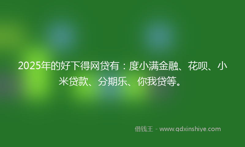 2025年的好下得网贷有：度小满金融、花呗、小米贷款、分期乐、你我贷等。